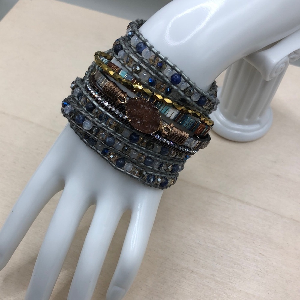 Long wrap around Victoria Emerson Stone and Crystals Bracelets + Free Bracelet